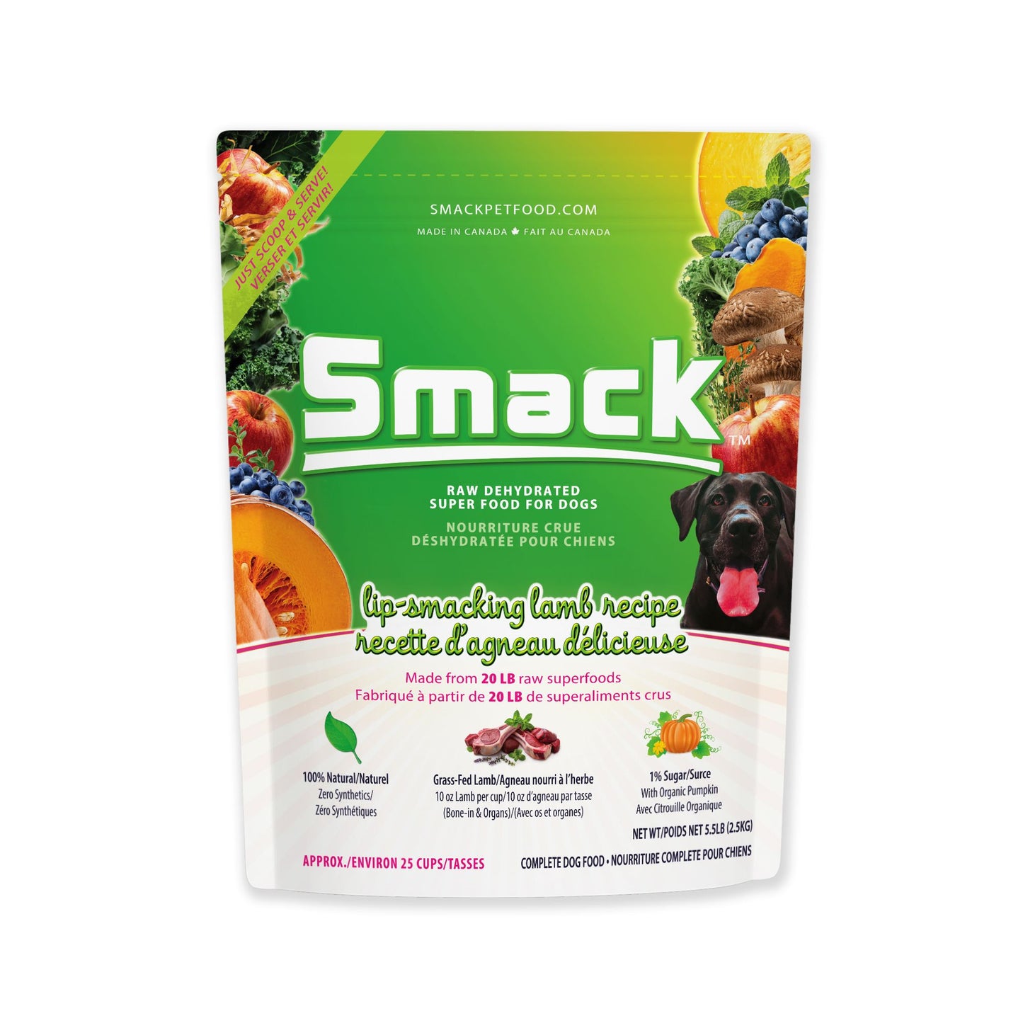 Lip Smacking Lamb (DOG) Crunchy Style Smack Pet Food 2.5 kg (25 cups)