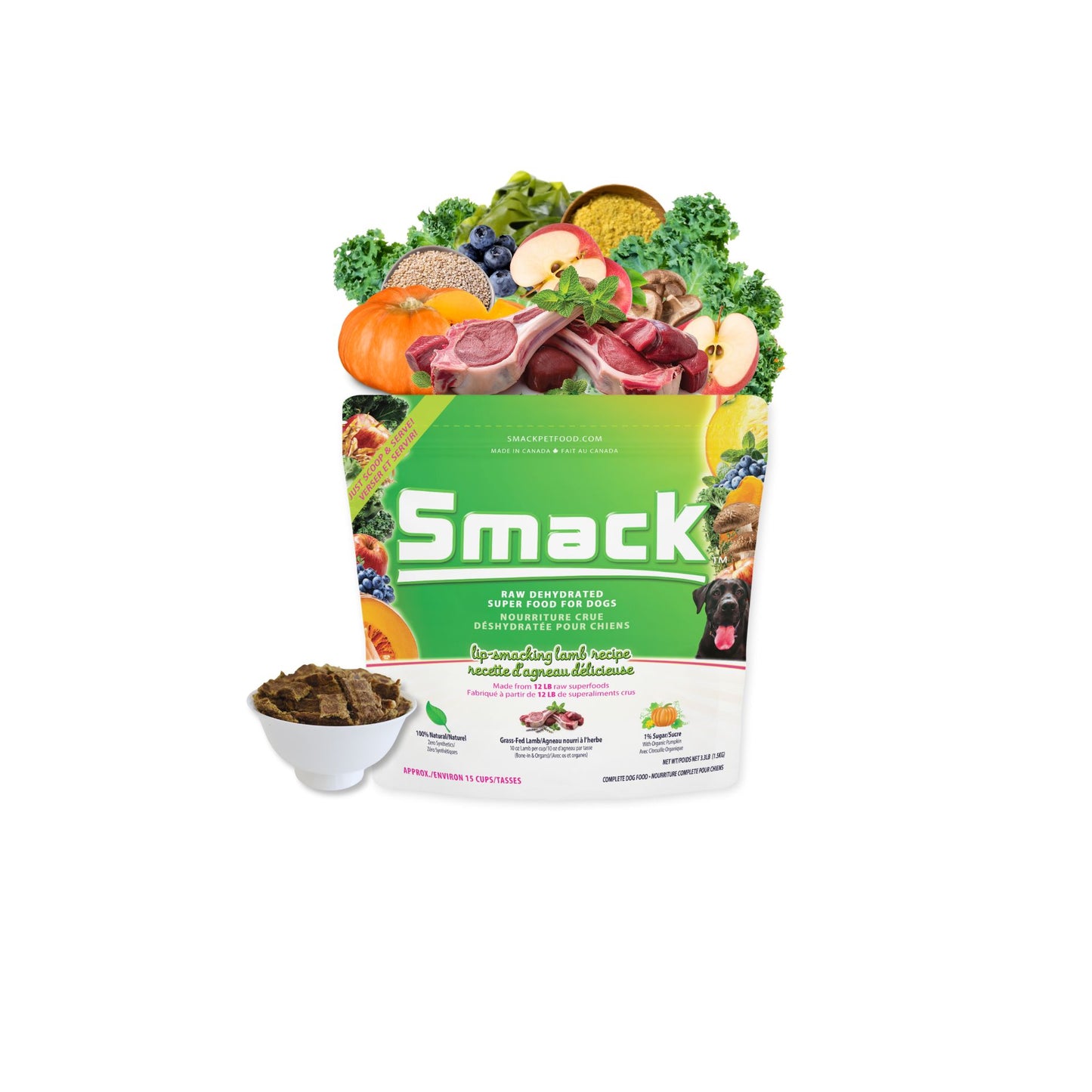3x Lip-Smacking Lamb 1.5kg + FREE Lip-Smacking Lamb 1.5kg (Dog) Crunchy Style Smack Pet Food 