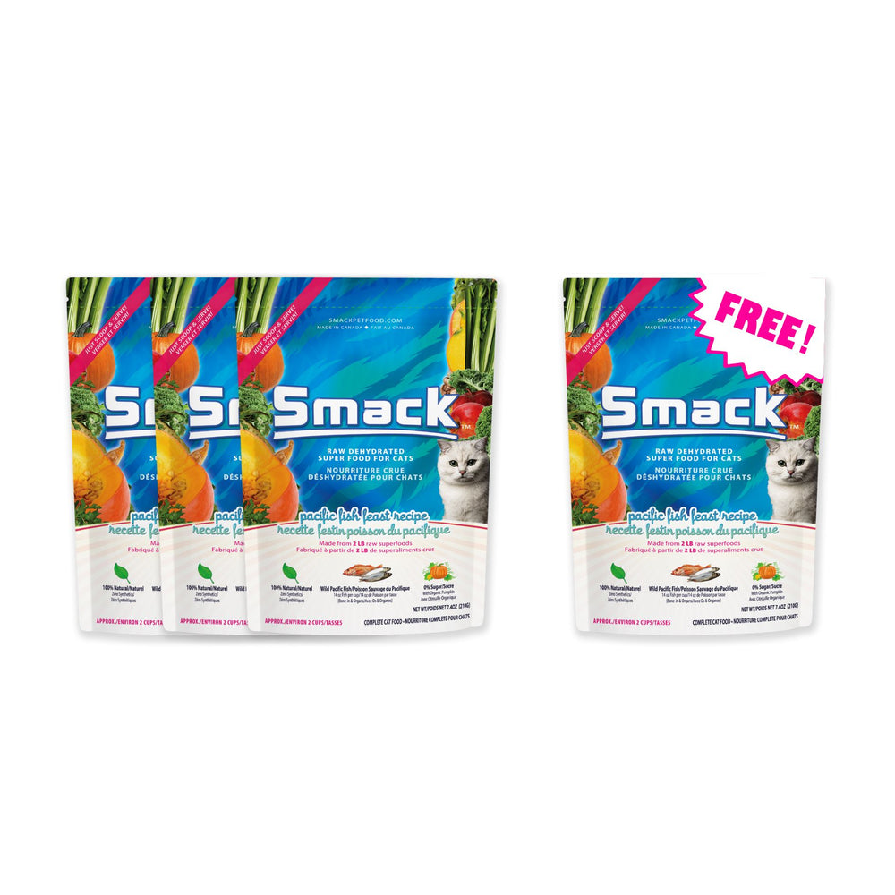 3x Pacific Fish Feast 250g + FREE Pacific Fish Feast 250g (Cat) Crunchy Style Smack Pet Food 