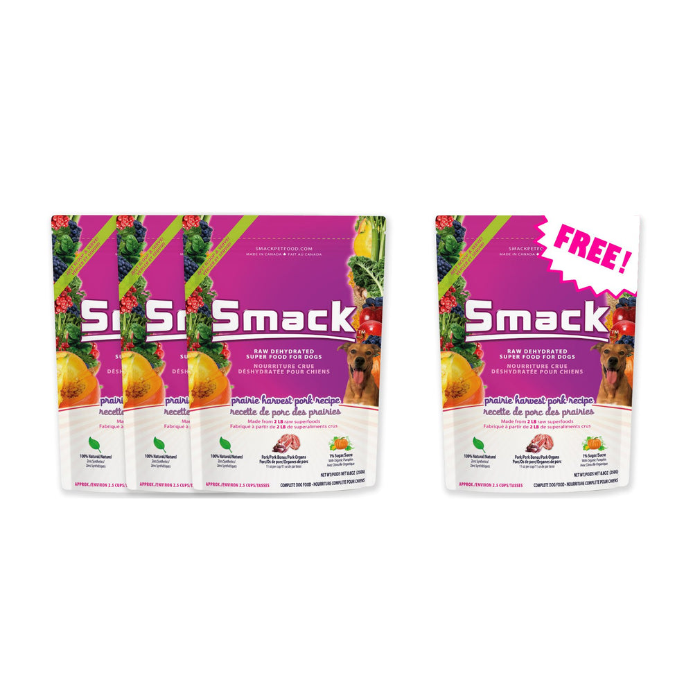 3x Prairie Harvest Pork 250g + FREE Prairie Harvest Pork 250g (Dog) Crunchy Style Smack Pet Food 