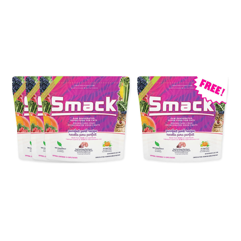3x Purrfect Pork 1.5kg + FREE Purrfect Pork 1.5kg (Cat) Crunchy Style Smack Pet Food 