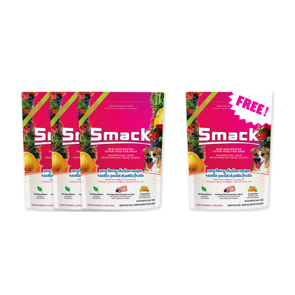 3x Very Berry Chicken 250g + FREE Very Berry Chicken 250g (Dog) Crunchy Style Smack Pet Food 