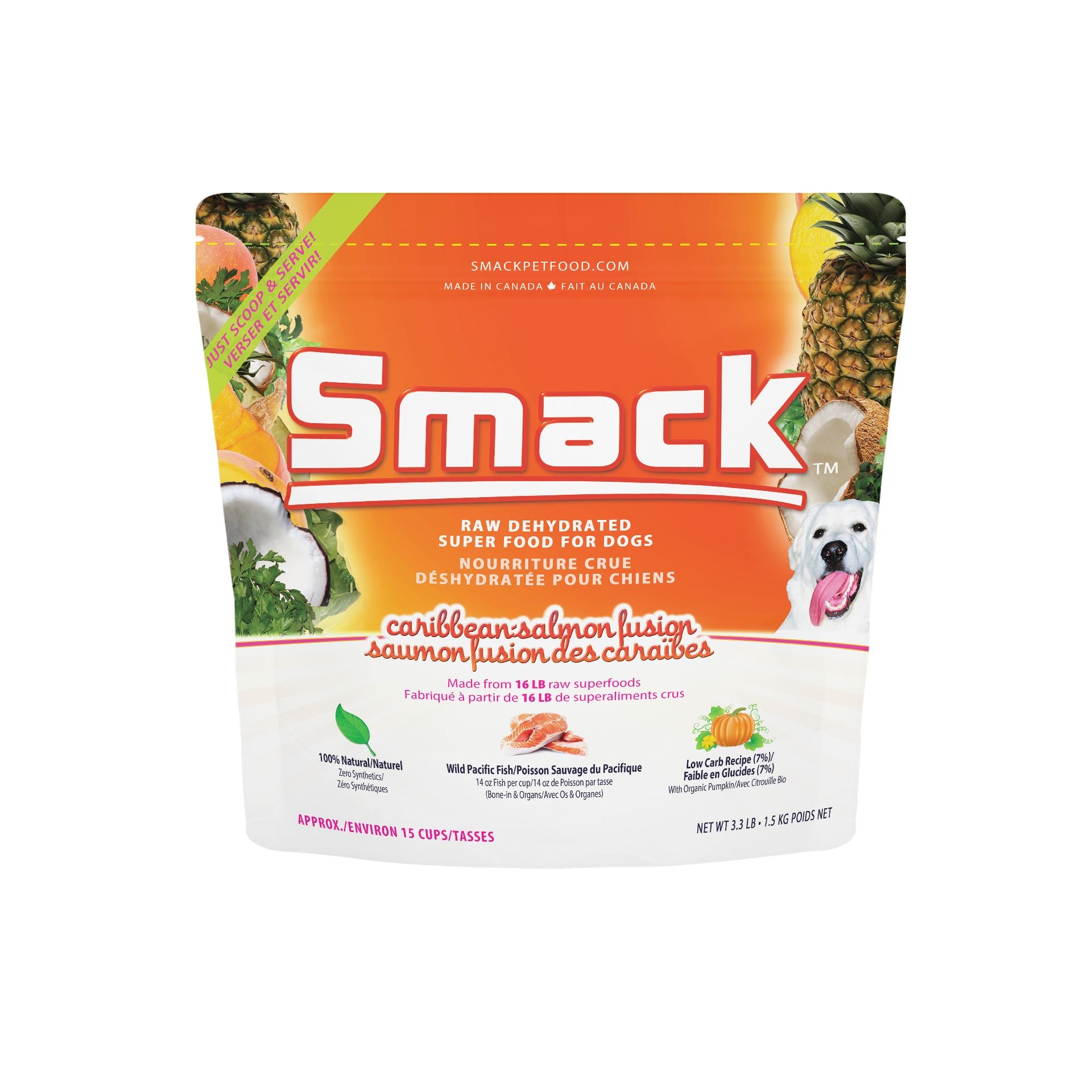 Caribbean-Salmon Fusion (DOG) Crunchy Style Smack Pet Food 1.5 kg (15 cups) 