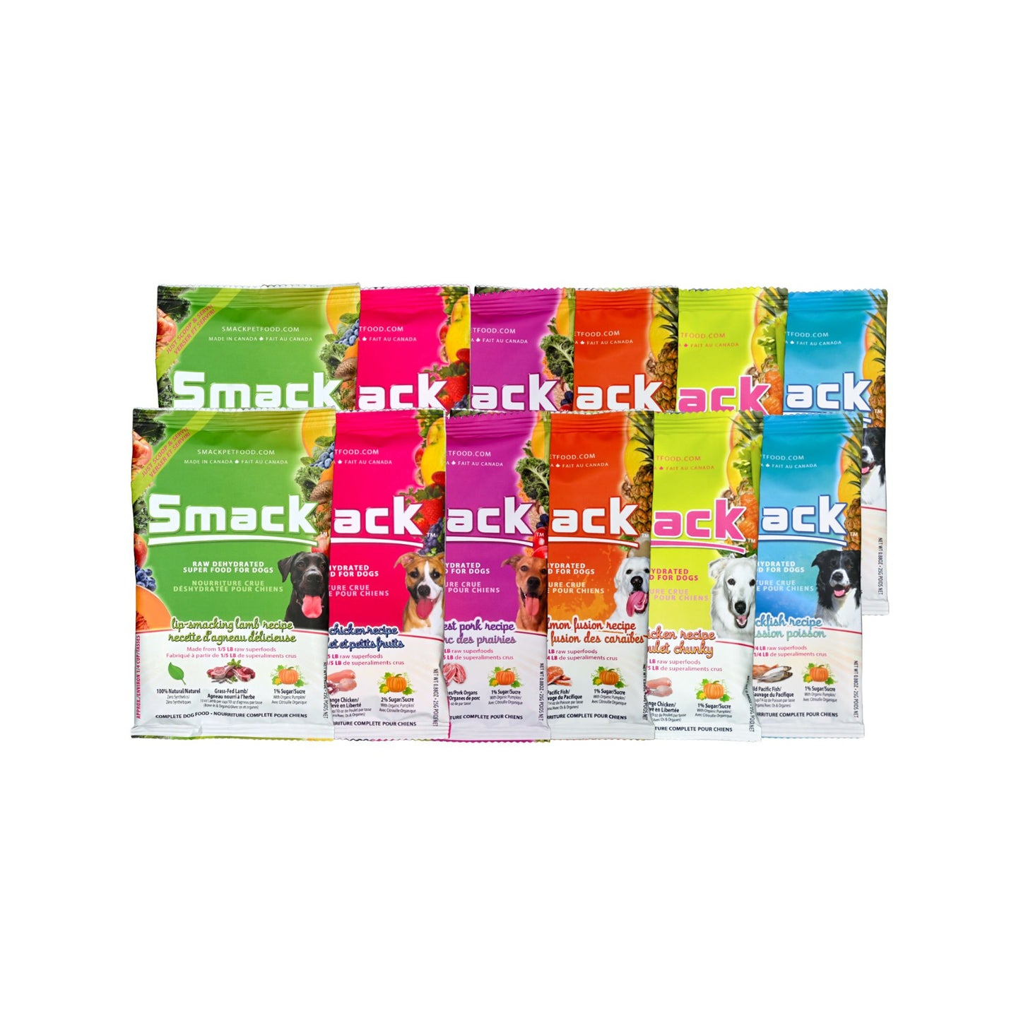Sample Variety Pack for Dogs Crunchy Style Smack Pet Food 12-Pack | 25 g Sample for Dogs | 2 of each 6 recipes 